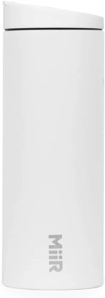 New in box! MiiR Insulated Travel Tumbler with Locking Flip Lid, Car Holder Compatible for Coffee and Tea - 16oz - White Retails $57 