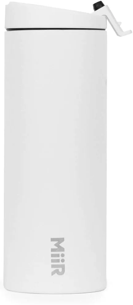 New in box! MiiR Insulated Travel Tumbler with Locking Flip Lid, Car Holder Compatible for Coffee and Tea - 16oz - White Retails $57 
