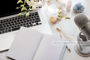 Notebook on Laptop with Crystals 3