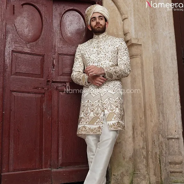 Off White Sherwani for Groom 2021 Online Shopping #GR27