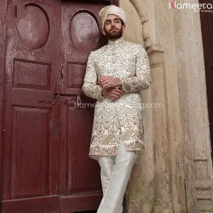 Off White Sherwani for Groom 2021 Online Shopping #GR27