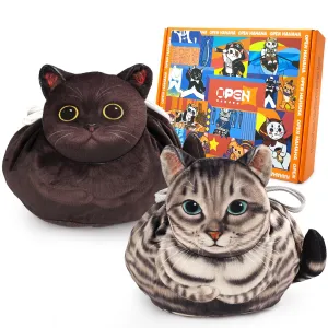 Openhahaha Drawstring Makeup Bag, Cat Makeup Bag, Travel Makeup Organizer, Cosmetic Pouch Bag, Cat Gift for Women, Lay Flat Makeup Bag Gifts for Cat Lovers(2-pack)
