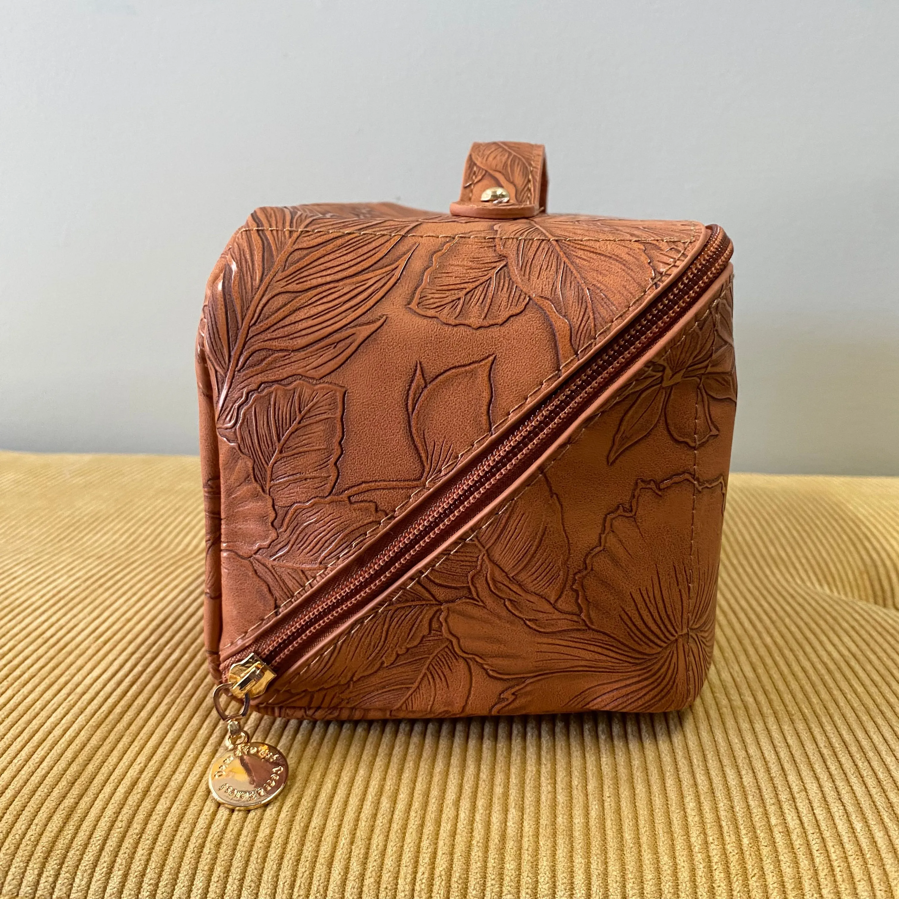 Oversized Lay Flat Cosmetic Bag - Embossed Floral - PREORDER