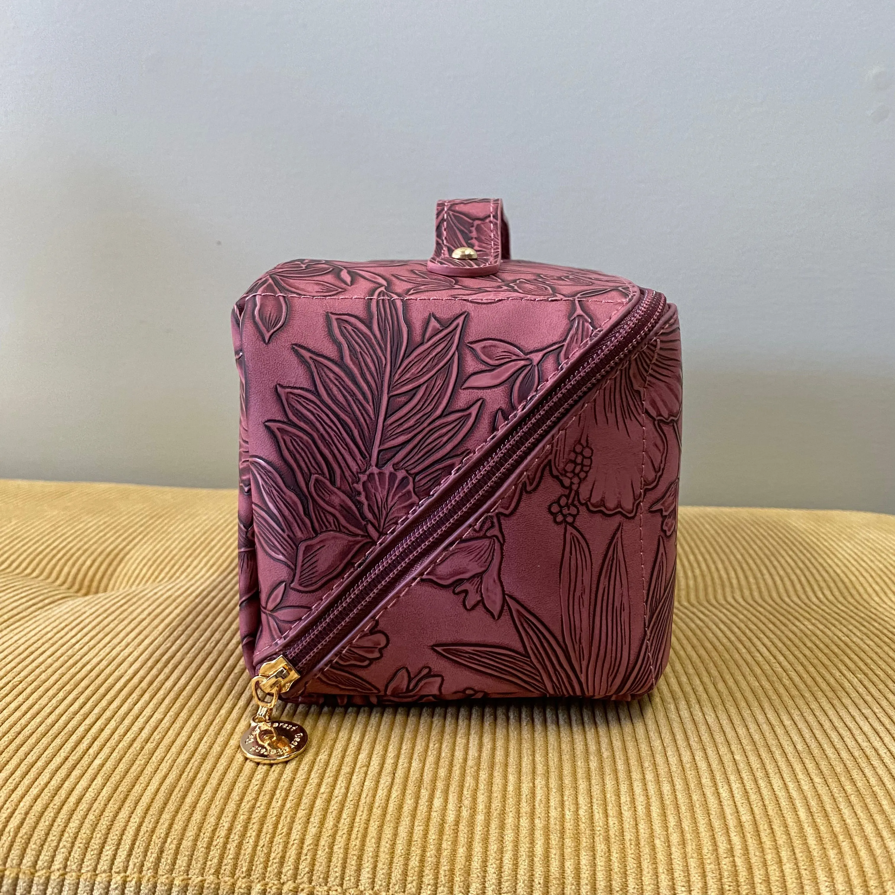Oversized Lay Flat Cosmetic Bag - Embossed Floral - PREORDER