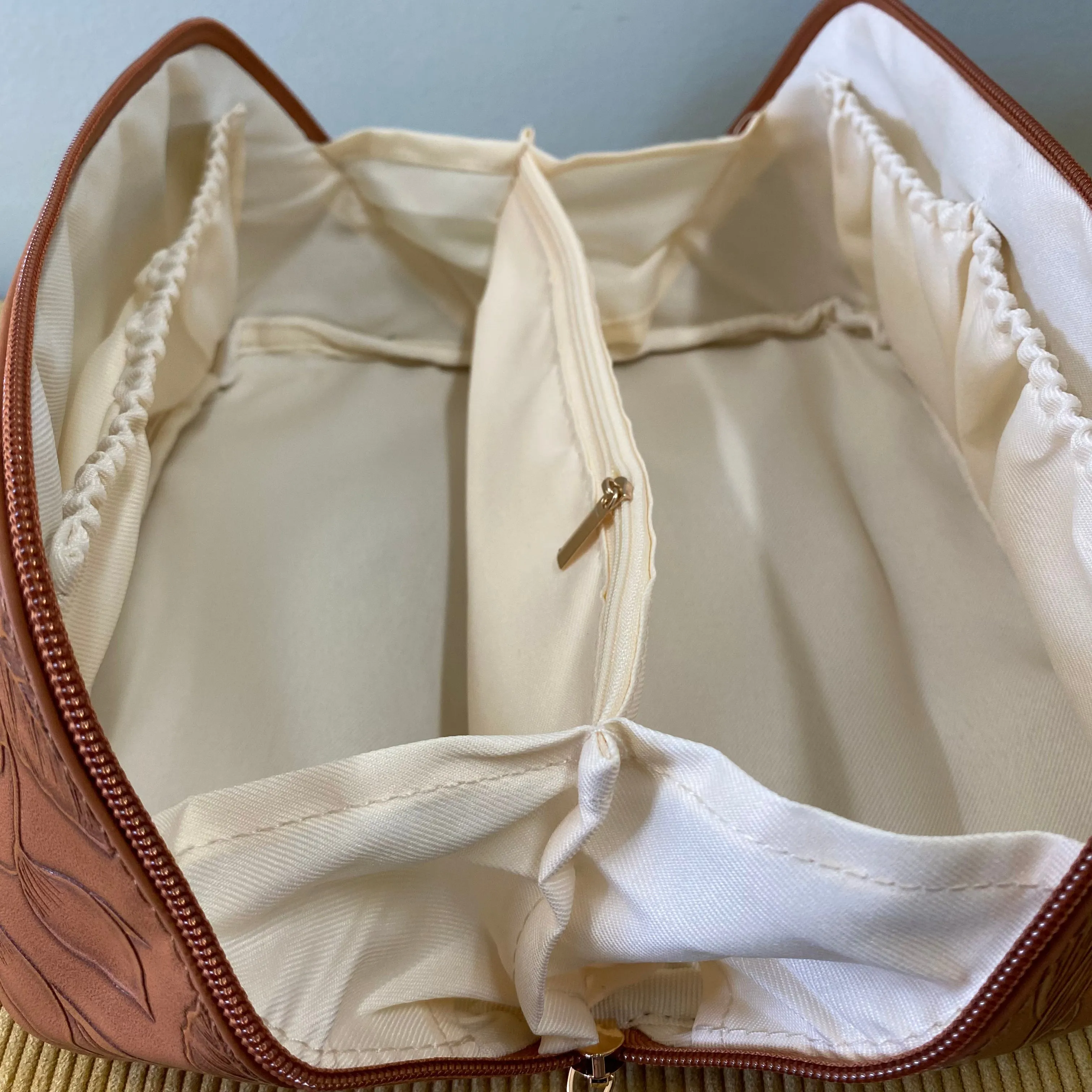 Oversized Lay Flat Cosmetic Bag - Embossed Floral - PREORDER