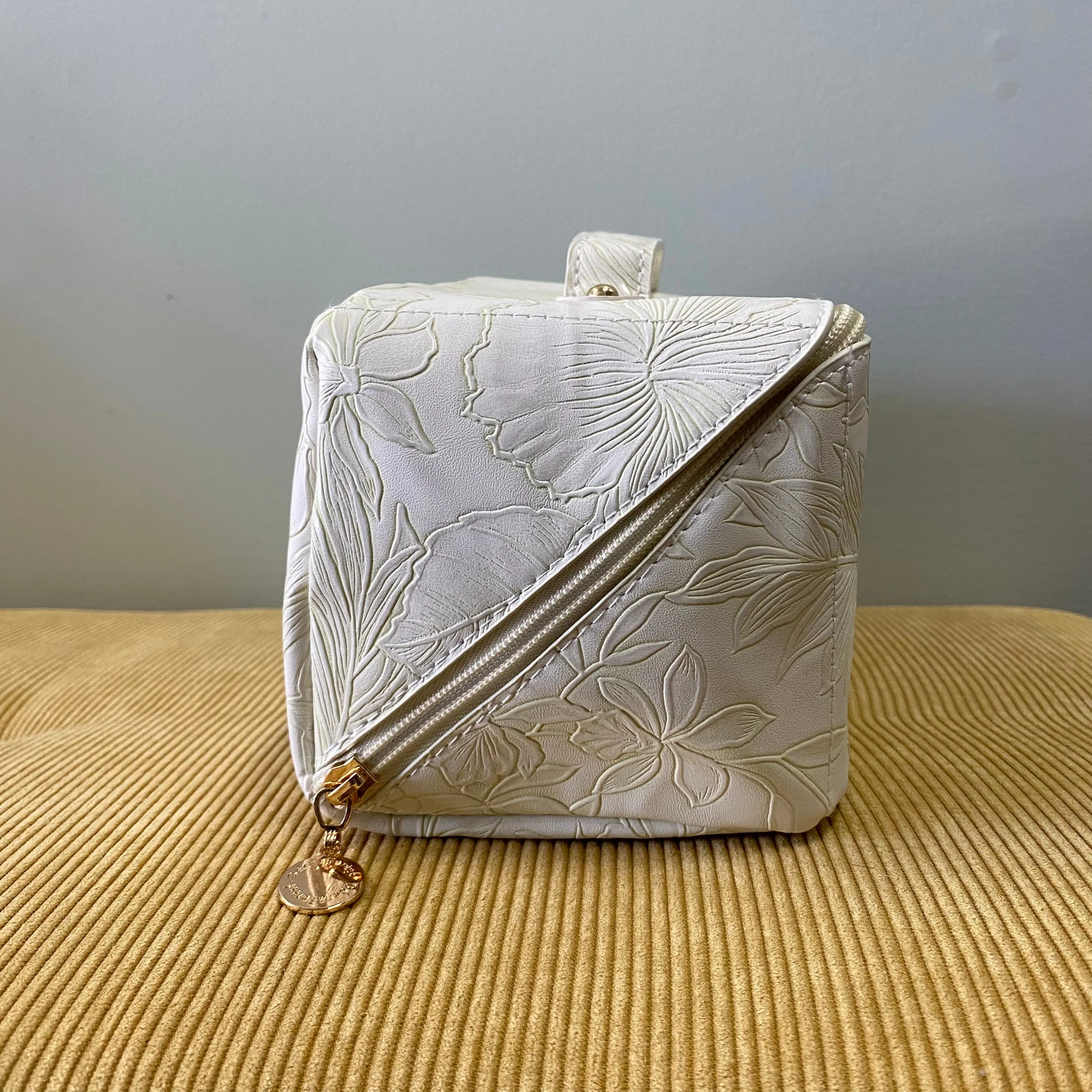 Oversized Lay Flat Cosmetic Bag - Embossed Floral - PREORDER