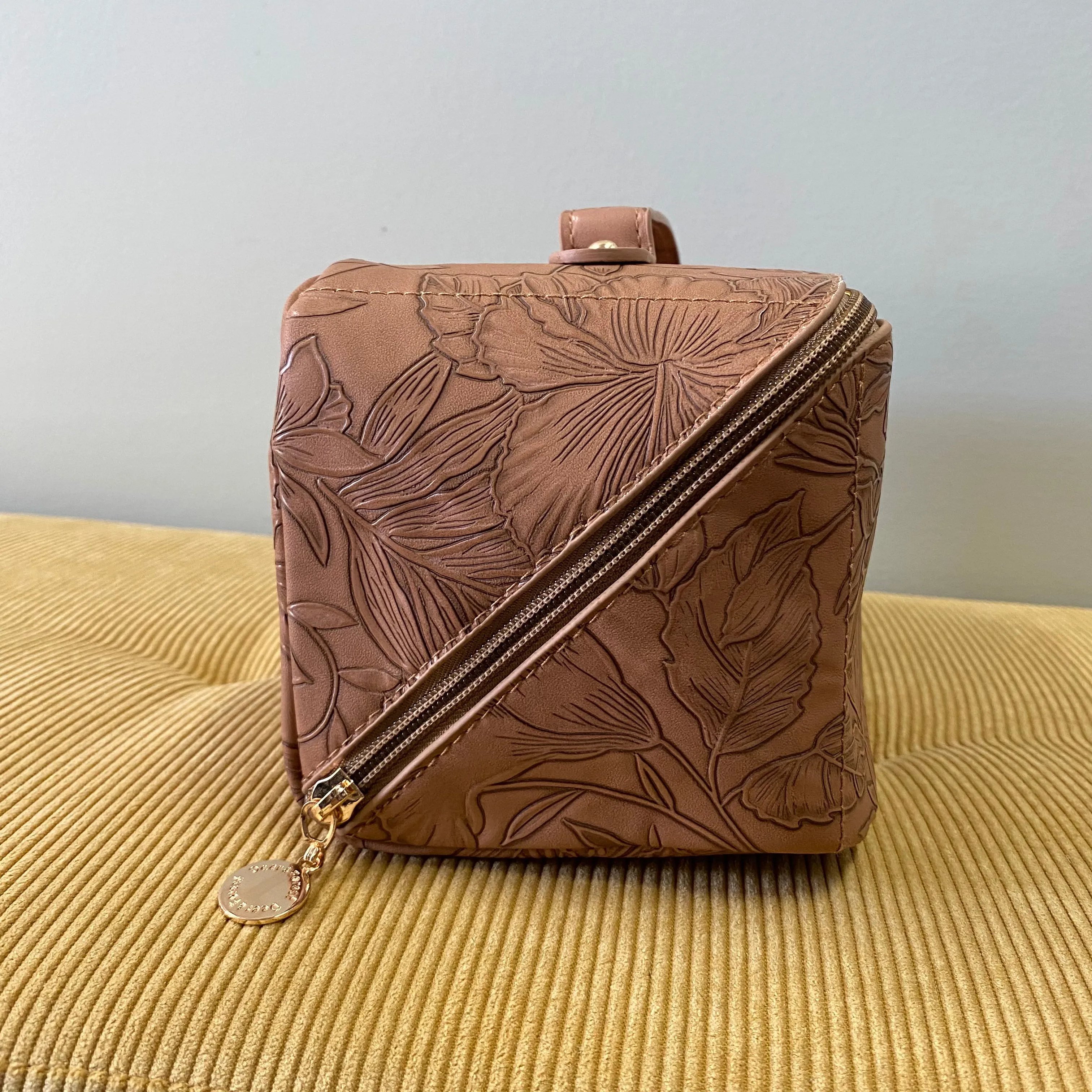 Oversized Lay Flat Cosmetic Bag - Embossed Floral - PREORDER