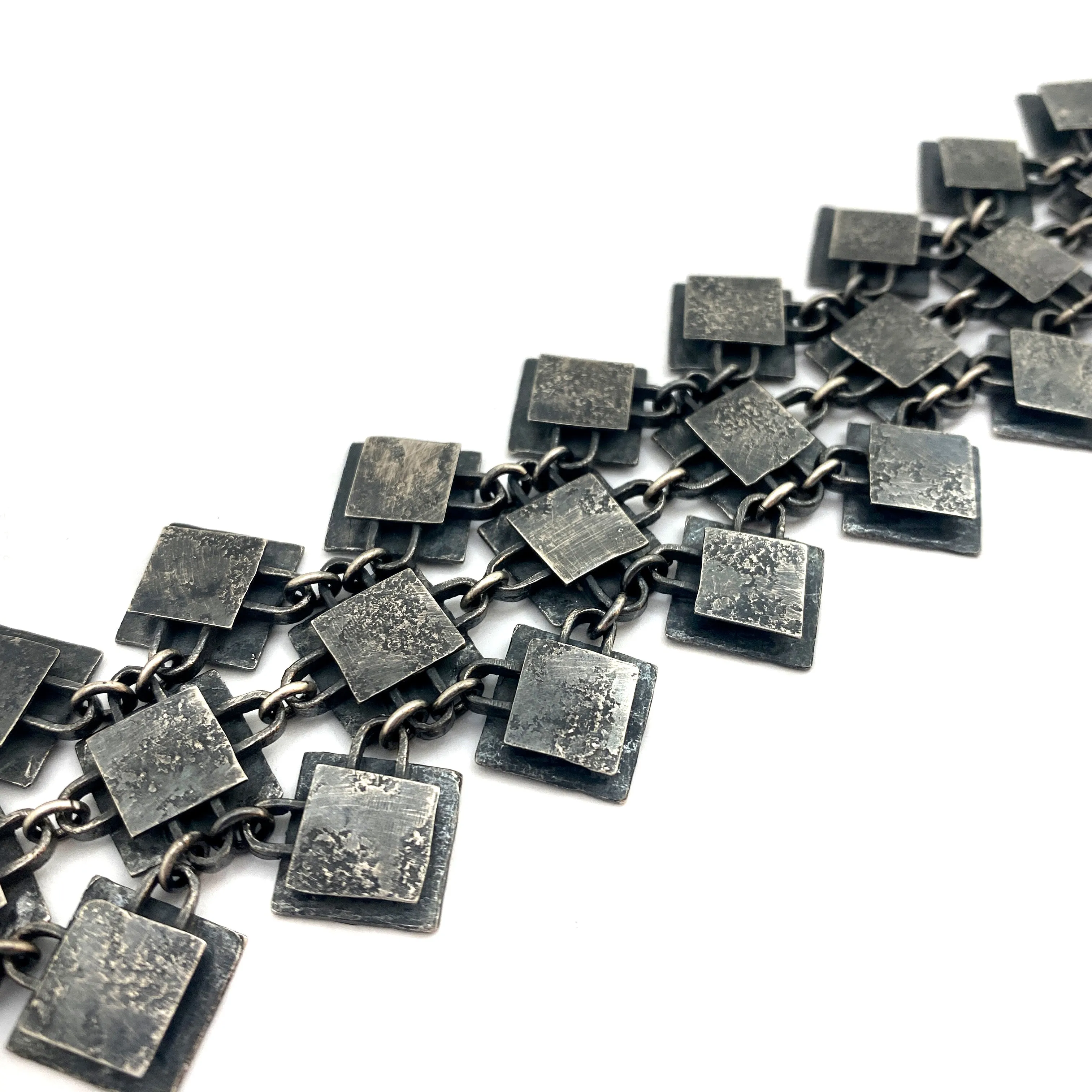 Oxidized Silver Link Bracelet