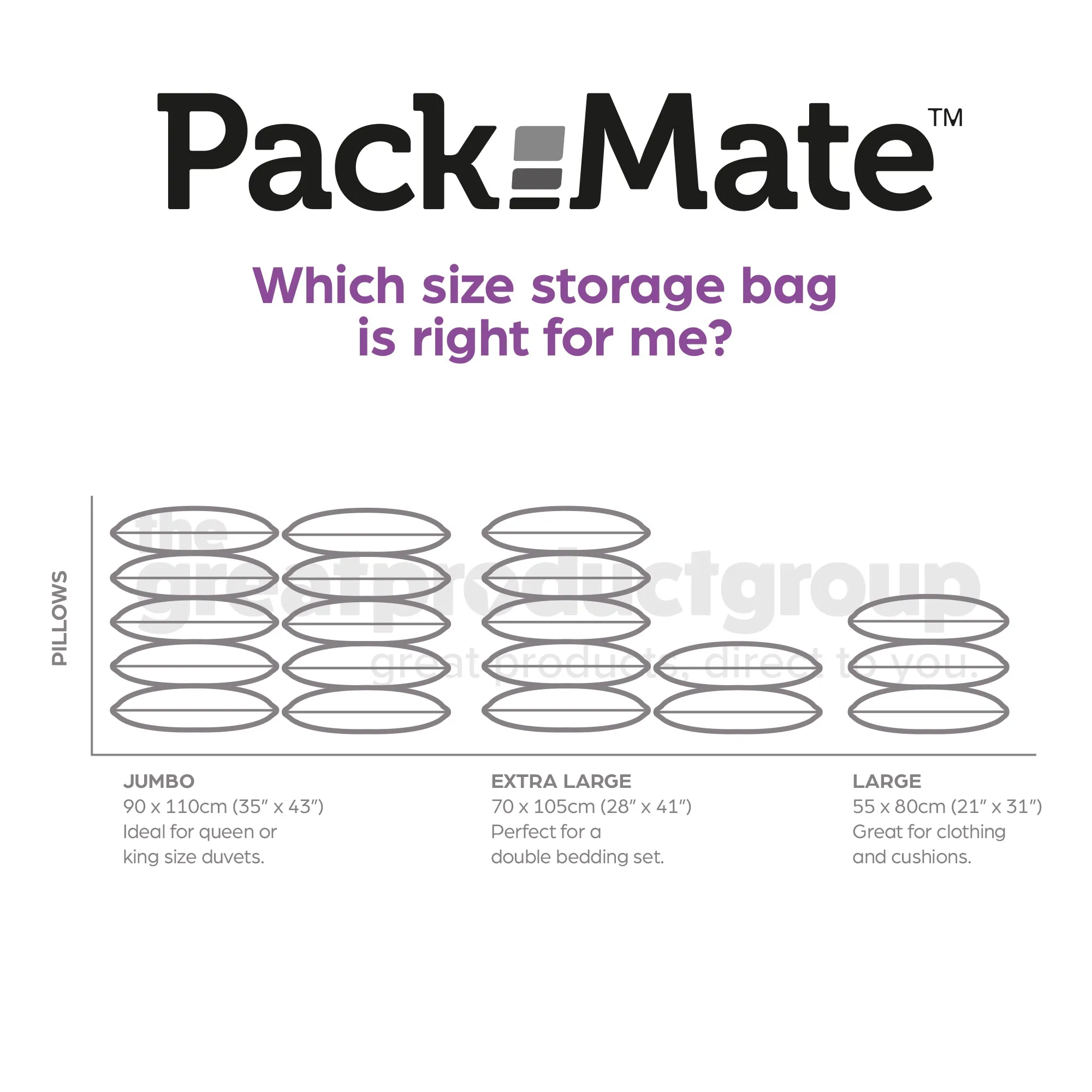 Packmate 2pc JUMBO Gusset Base Vacuum Storage Bags (90x110x22cm base)