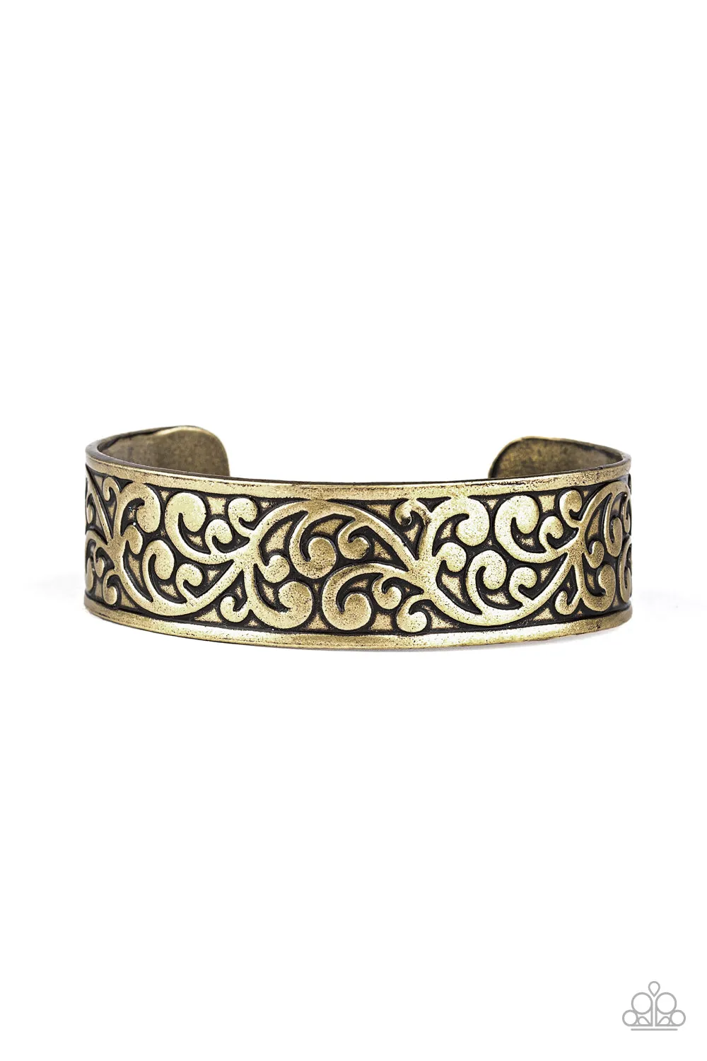 Paparazzi Accessories - Read The VINE Print - Brass Bracelet