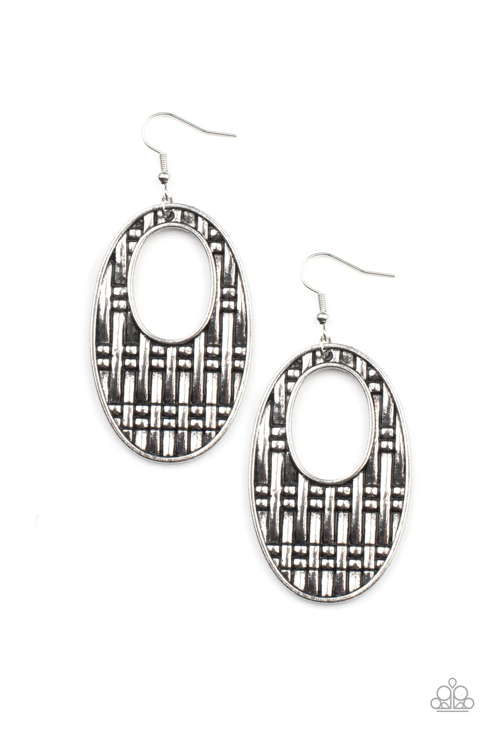 Paparazzi - Engraved Edge - Silver Earrings