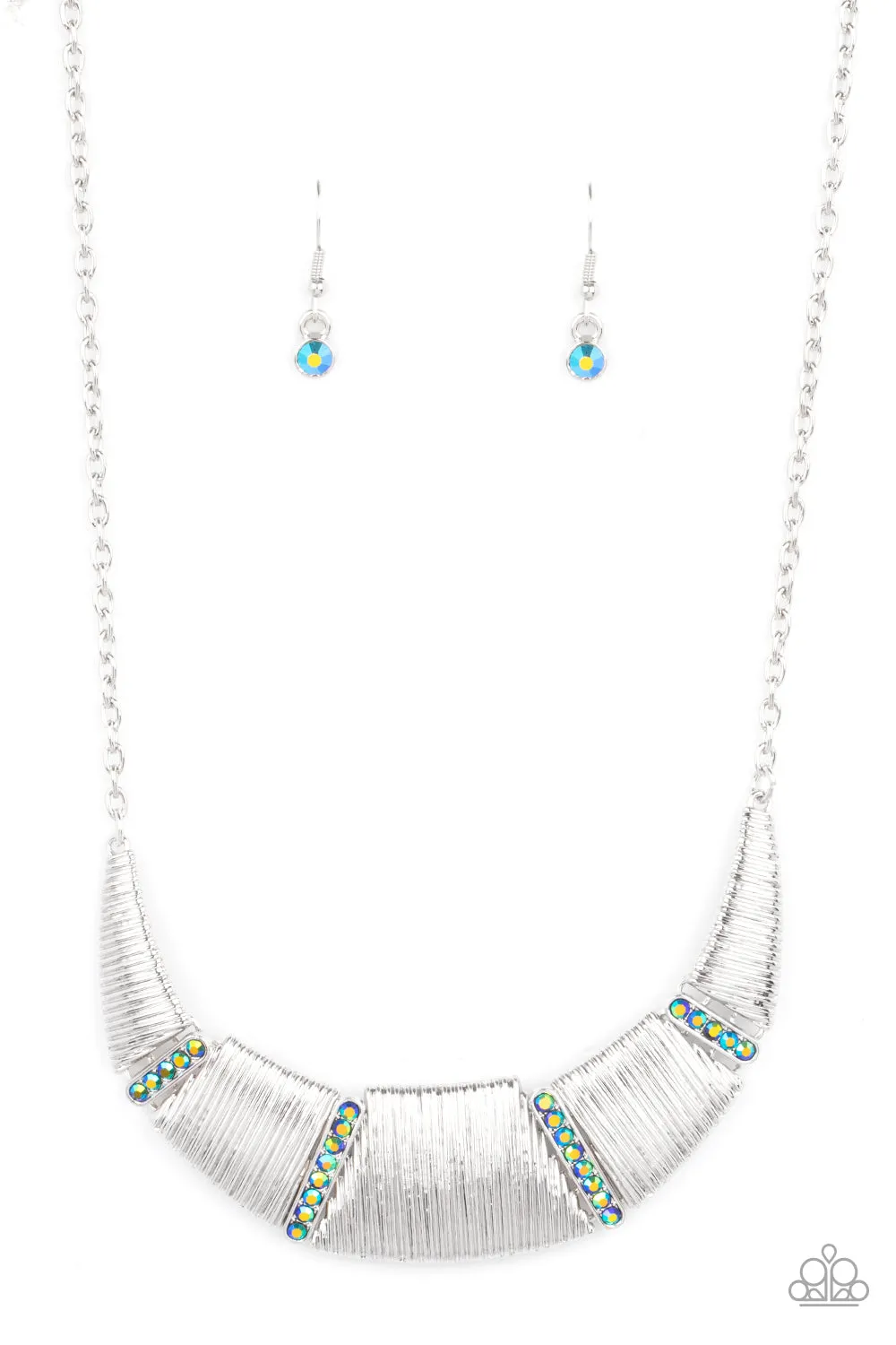 Paparazzi - Going Through Phases - Multi Green Iridescent Necklace