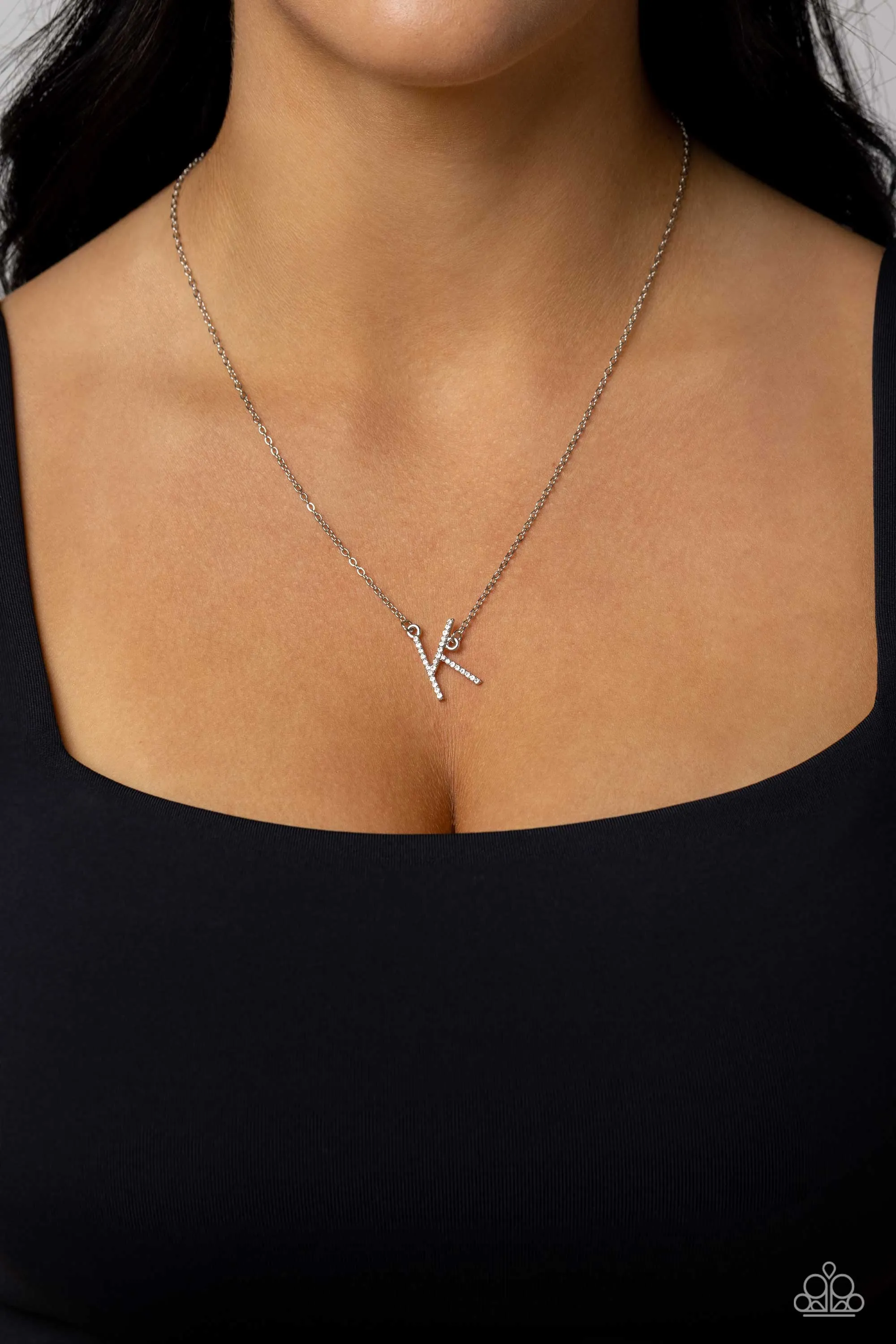 Paparazzi INITIALLY Yours - K Necklace White