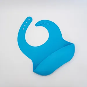 Personalised Embossed Silicone Bib- Blue