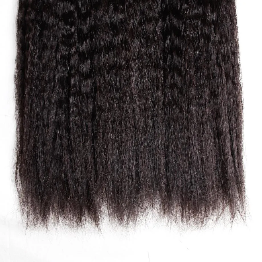 Peruvian Kinky Straight Bundles With 4×4 Closure 10A Grade 100% Human Remy Hair MYLOCKME