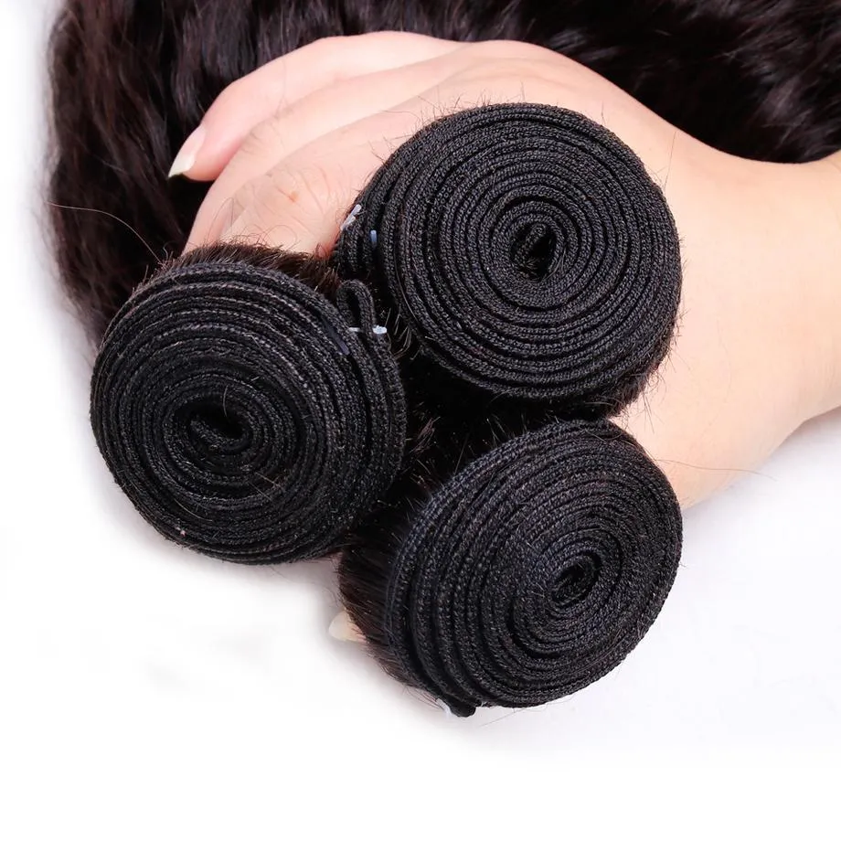 Peruvian Kinky Straight Bundles With 4×4 Closure 10A Grade 100% Human Remy Hair MYLOCKME