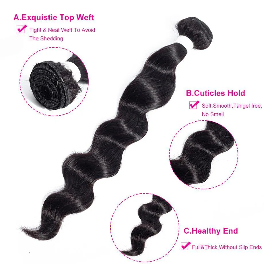 Peruvian Loose Deep Bundles With 4×4 Closure 10A Grade 100% Human Remy Hair MYLOCKME