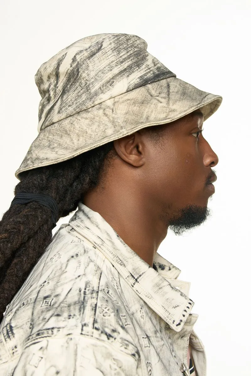 PHEELINGS NEW EMOTIONS EMBOSSED BUCKET HAT (LIGHT GREY BLACK OVERDYE)