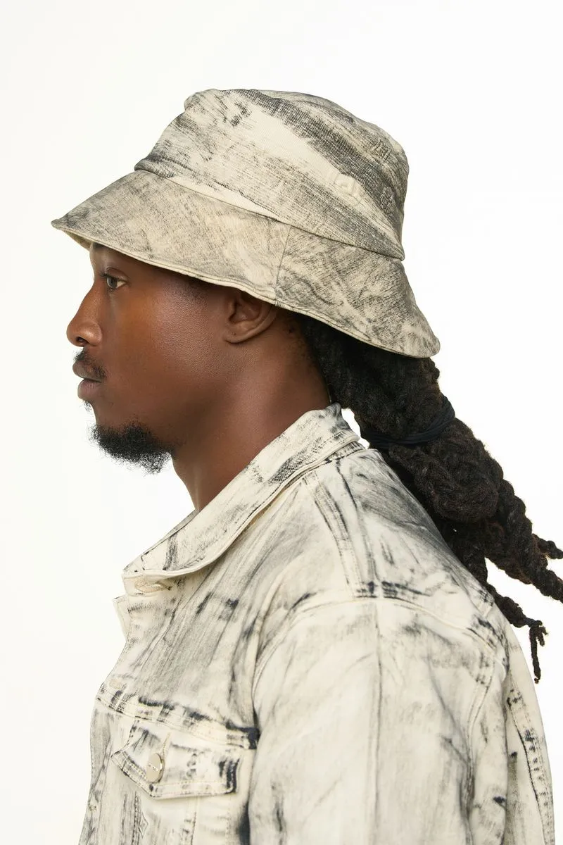PHEELINGS NEW EMOTIONS EMBOSSED BUCKET HAT (LIGHT GREY BLACK OVERDYE)