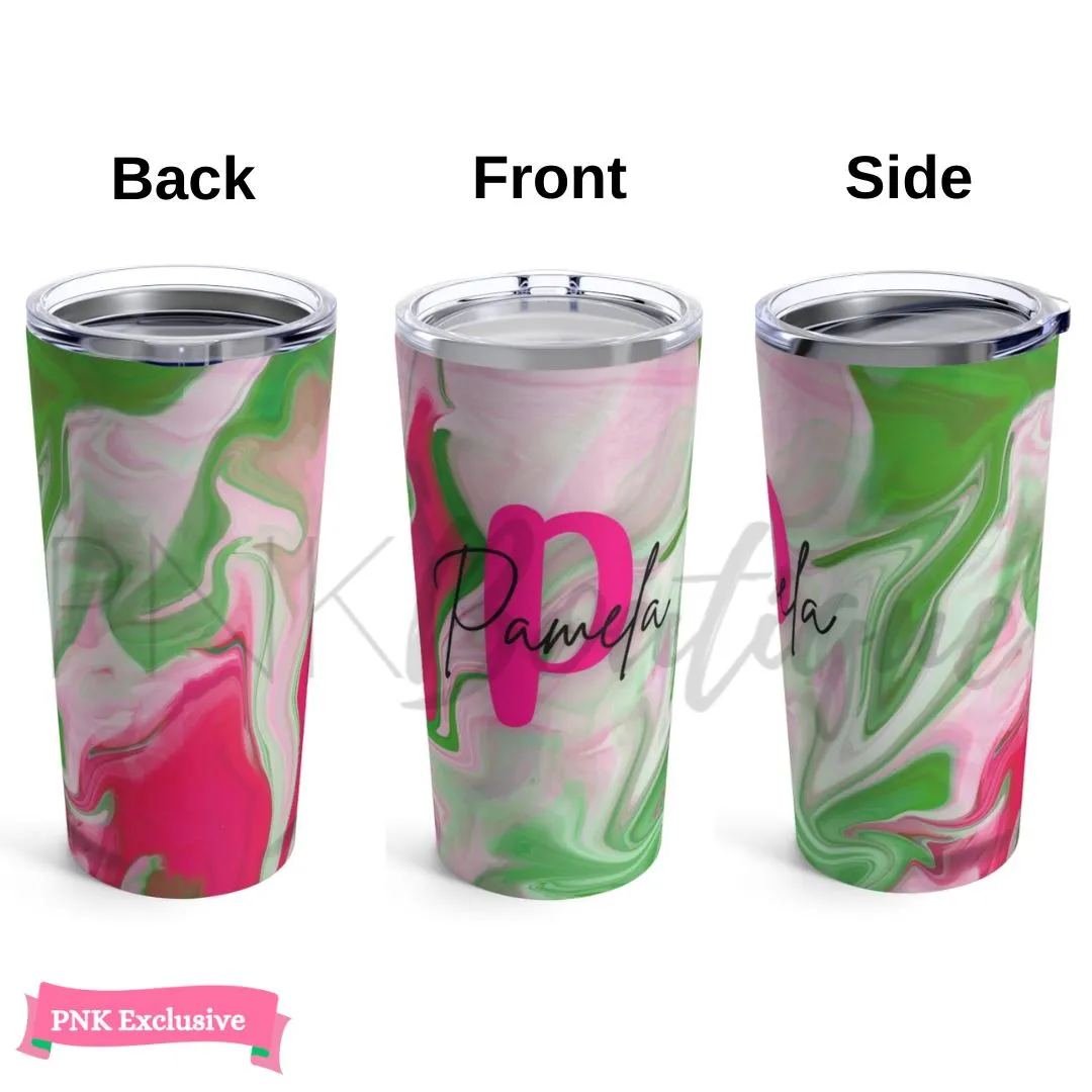PNK Pink & Green Watercolor Customized Tumbler