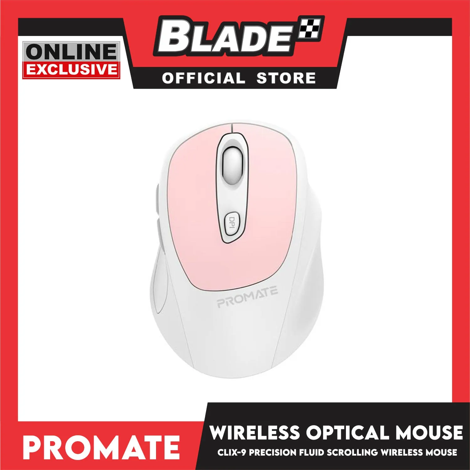 Promate Wireless Mouse Clix-9 Precision Fluid Scrolling (Peach)