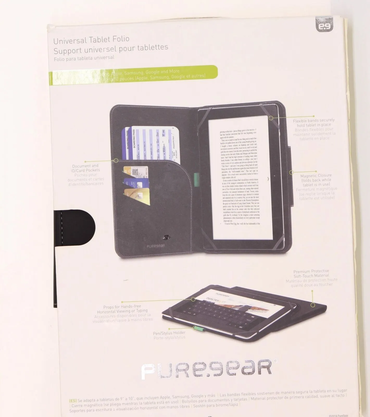 Pure Gear Universal Tablet Folio 9-Inch -10-Inch IPad / Tablet Case Cover & Organizer