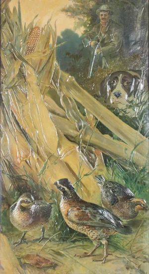Quail and Setter Embossed Print