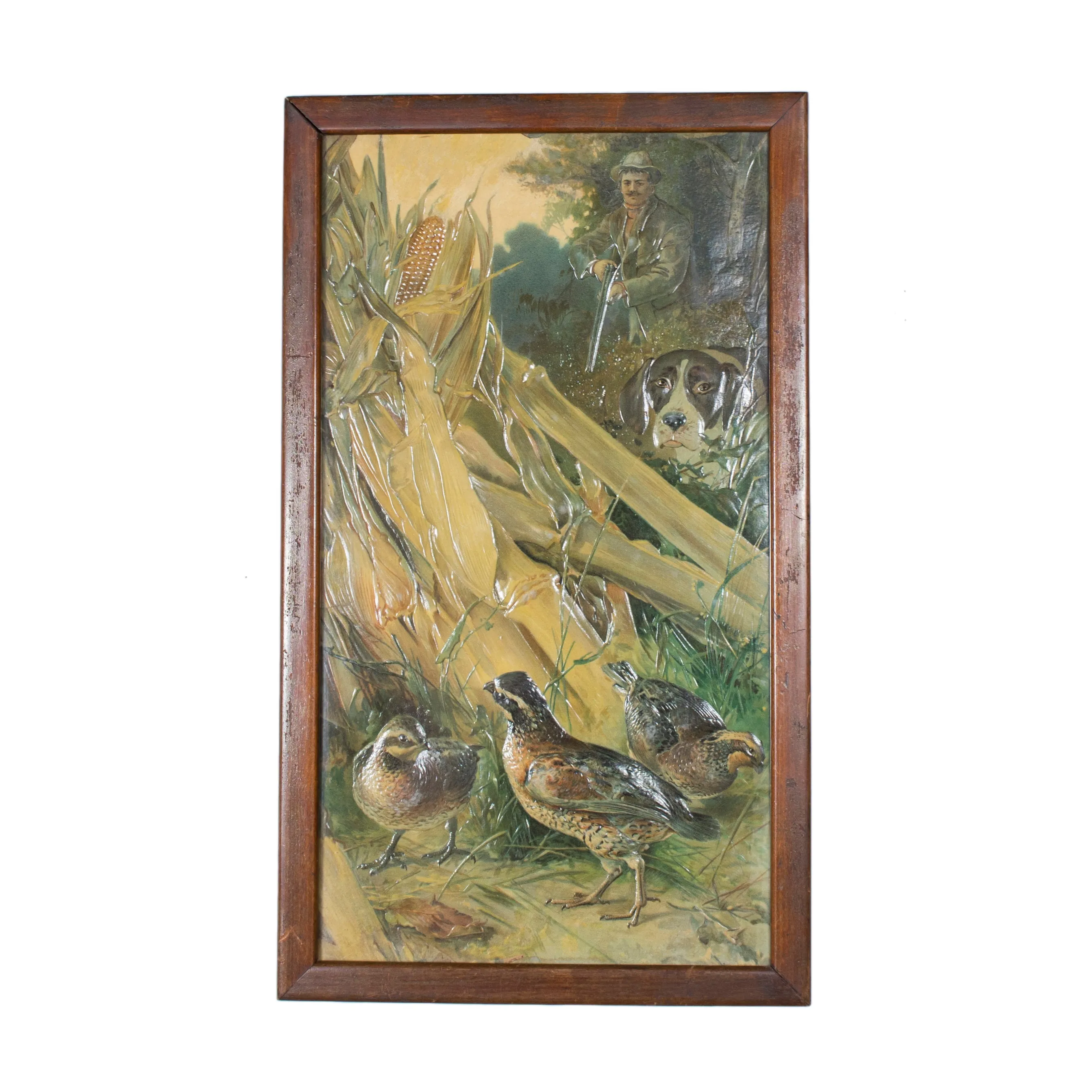 Quail and Setter Embossed Print
