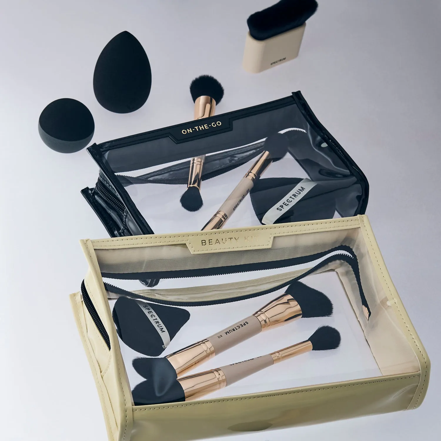 "Beauty Kit" Large Makeup Pouch Cream