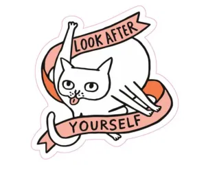 "Look After Yourself" Cat Big Sticker