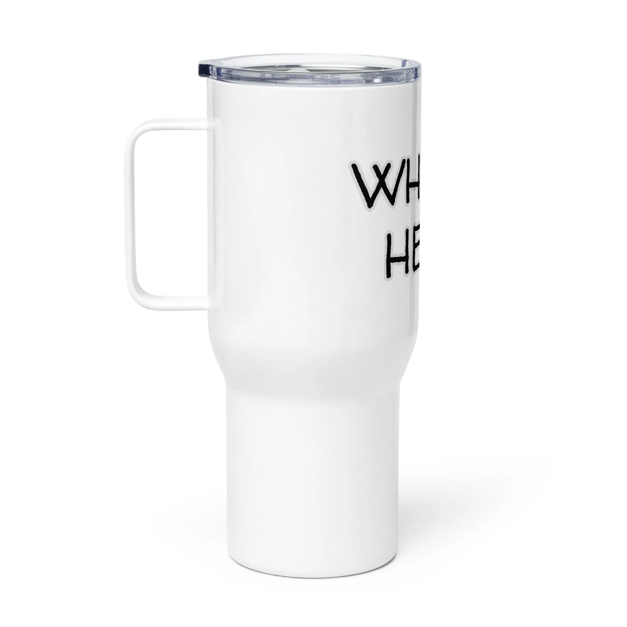 "Whisky Helps" Travel mug with Handle