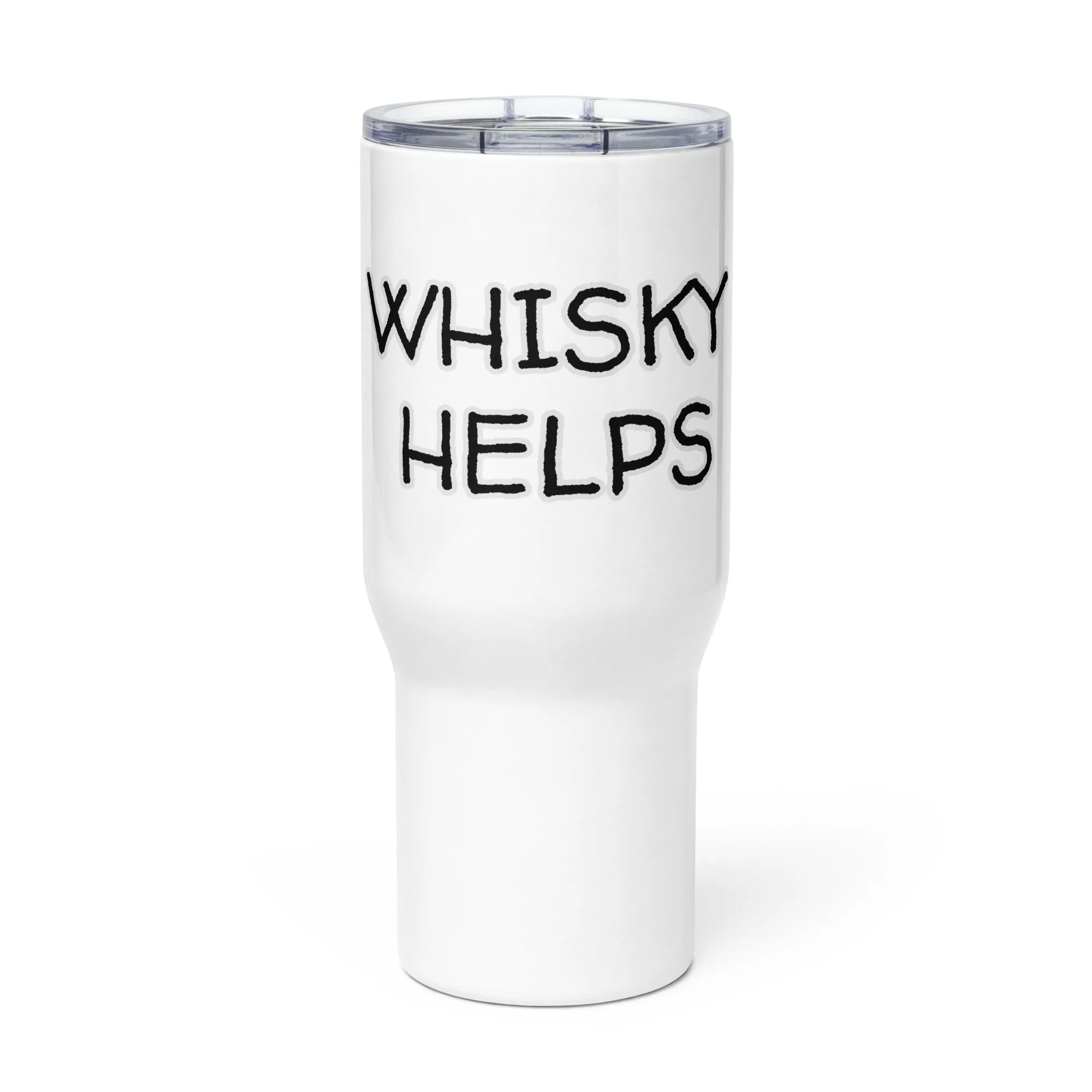 "Whisky Helps" Travel mug with Handle