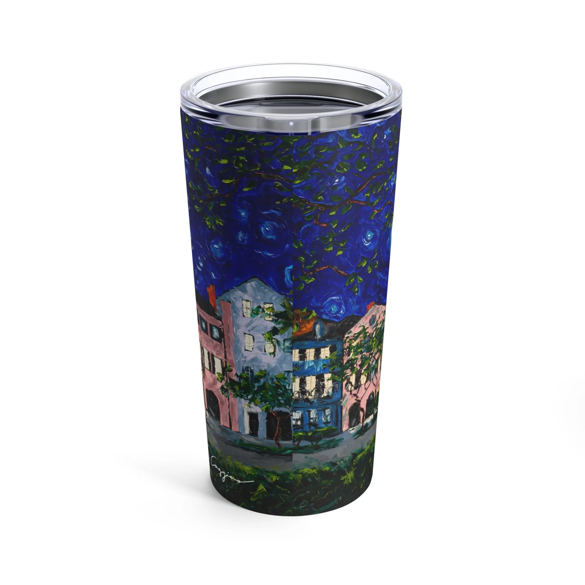 Rainbow Row at Night Tumbler 20oz