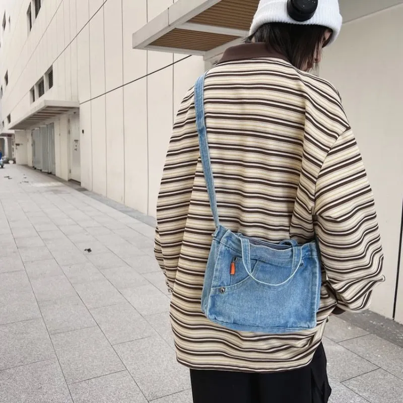 Realaiot Casual bags for women  new denim Shoulder Messenger Bag Shopping Bags Students Book Bag Handbags Large Tote For Girls