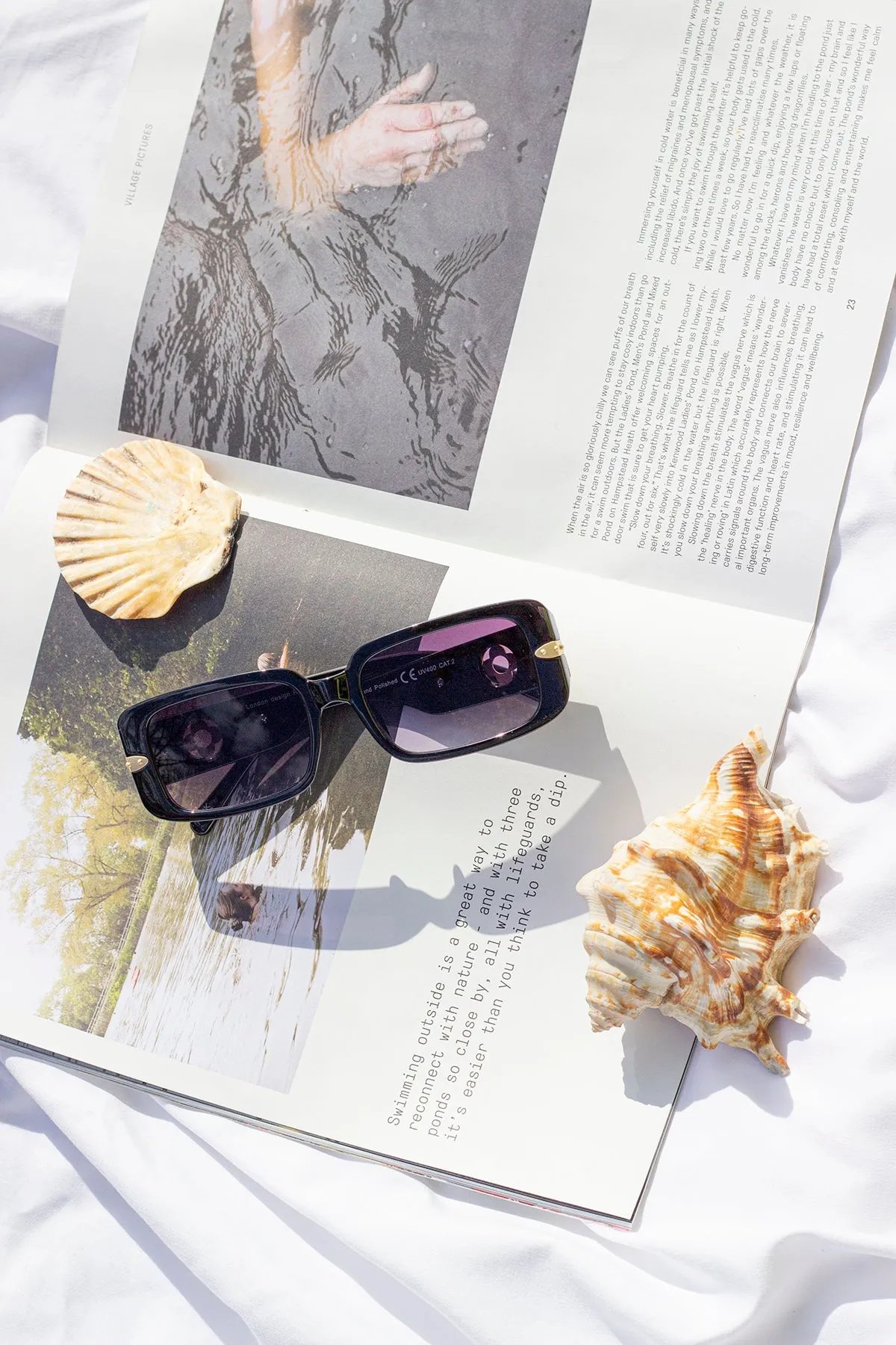 Rectangle Sunglasses with Floral Monogram Arm Detail