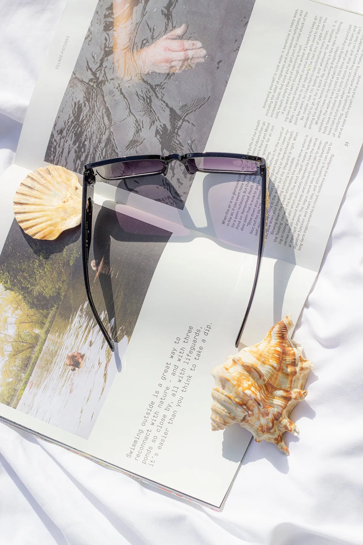 Rectangle Sunglasses with Floral Monogram Arm Detail