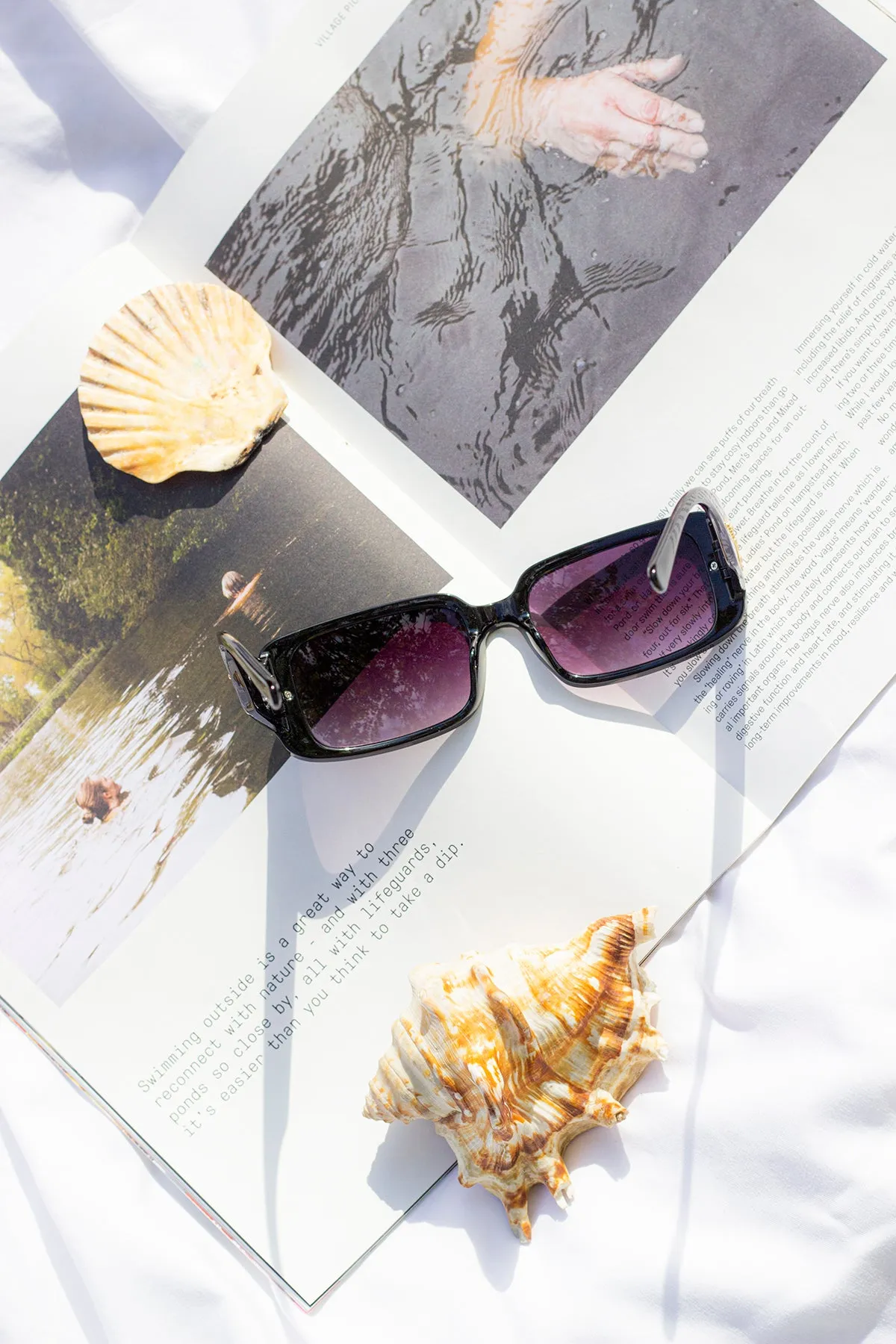 Rectangle Sunglasses with Floral Monogram Arm Detail