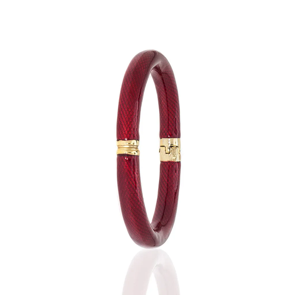 Red Enamel Snakeskin Bangle Bracelet-(LARGE)