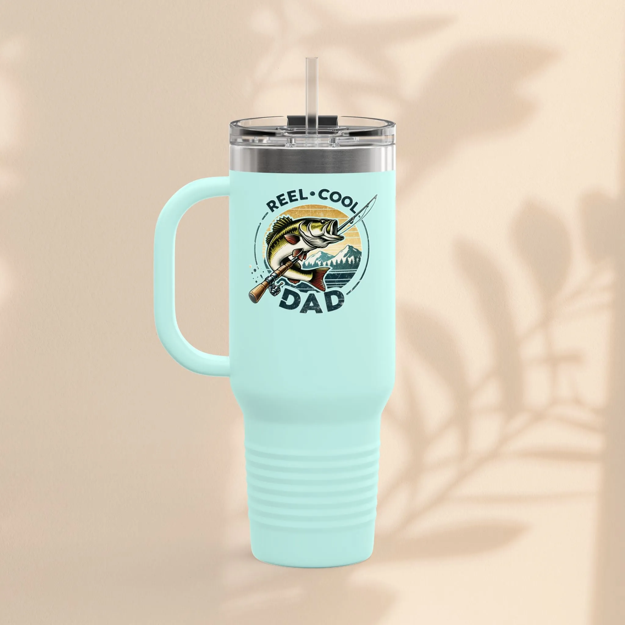 Reel Cool Dad Insulated Travel Mug - Perfect Father's Day Gift, Fishing Lover Mug, Outdoor Adventure Tumbler, Summer Drinkware
