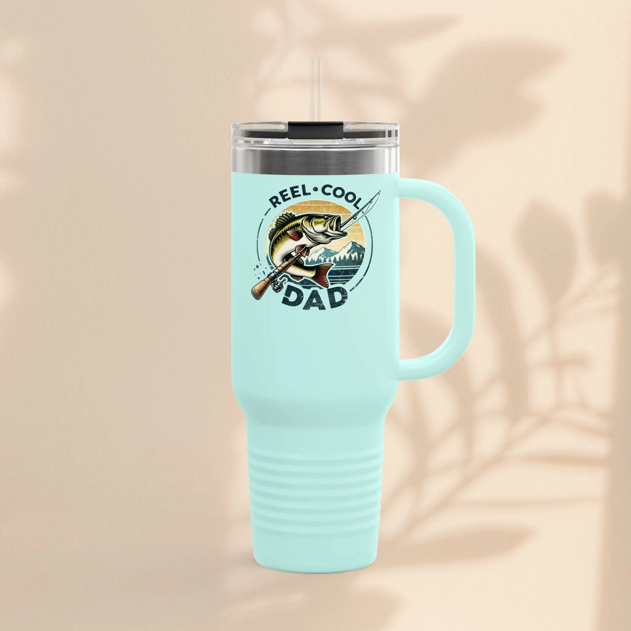 Reel Cool Dad Insulated Travel Mug - Perfect Father's Day Gift, Fishing Lover Mug, Outdoor Adventure Tumbler, Summer Drinkware