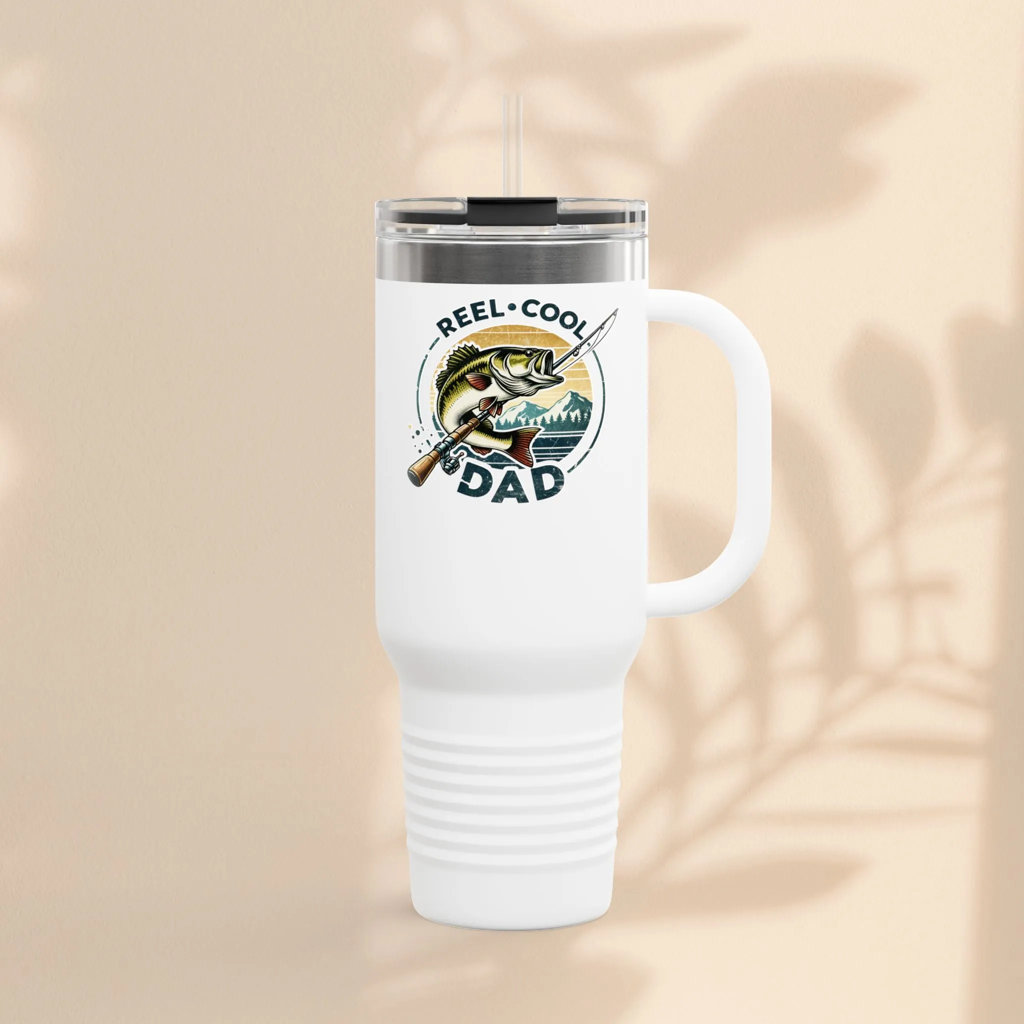 Reel Cool Dad Insulated Travel Mug - Perfect Father's Day Gift, Fishing Lover Mug, Outdoor Adventure Tumbler, Summer Drinkware