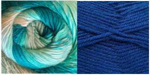 ROYAL BLUE   RAPSODY IN BLUE - Falling Leaves Scarf YARN KIT