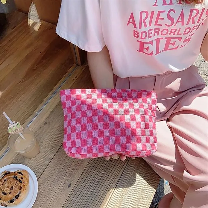 Ruthie | Checkered Aesthetic Makeup Pouch