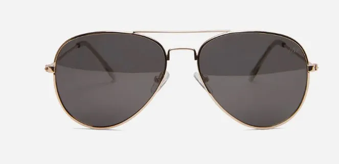 SADIE METAL AVIATOR SUNGLASSES - gold smoke