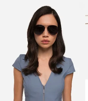 SADIE METAL AVIATOR SUNGLASSES - gold smoke
