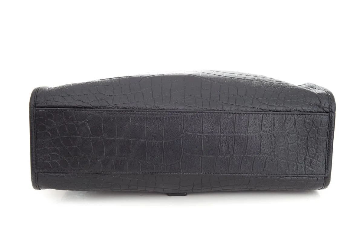 Saint Laurent Black Embossed Niki Shopping Tote