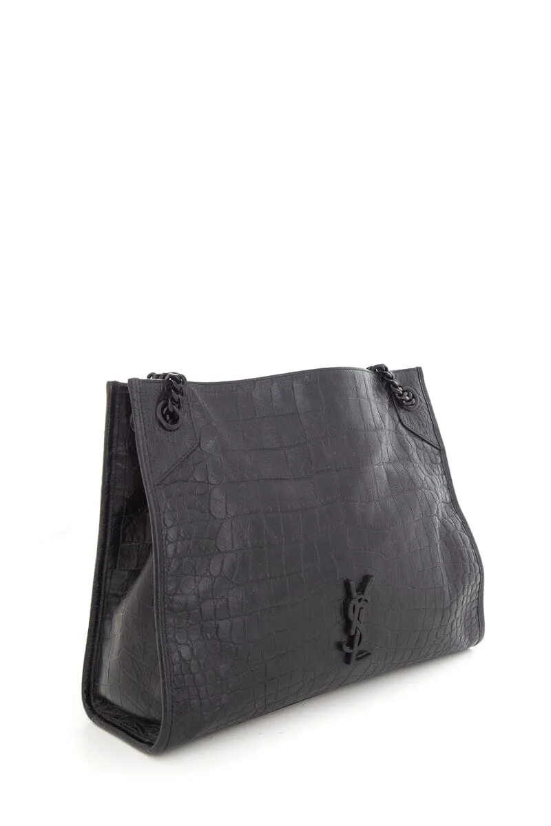 Saint Laurent Black Embossed Niki Shopping Tote