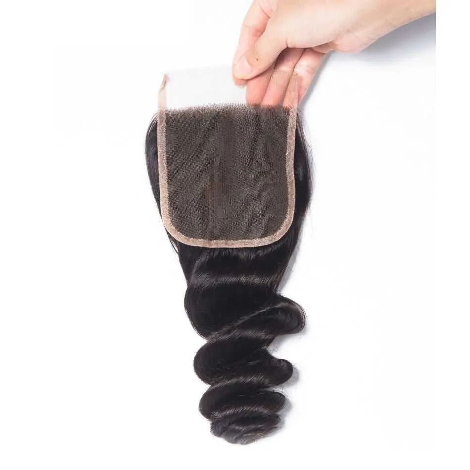 Sdamey 4x4 Lace Closure Brazilian Loose Wave Human Hair Closure Lace Hair Extensions