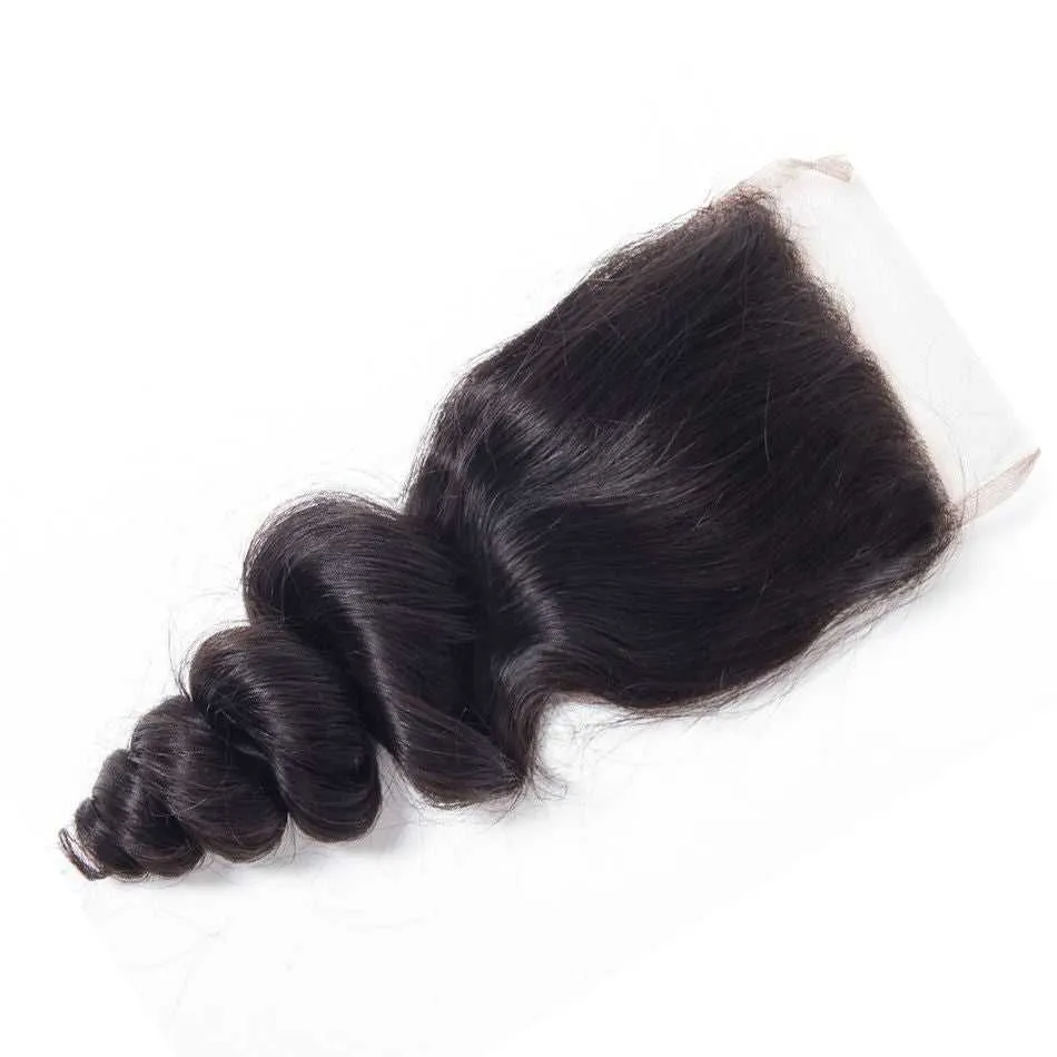 Sdamey 4x4 Lace Closure Brazilian Loose Wave Human Hair Closure Lace Hair Extensions