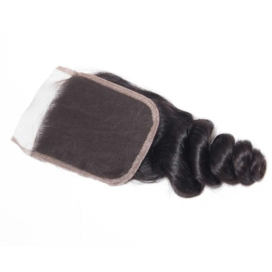 Sdamey 4x4 Lace Closure Brazilian Loose Wave Human Hair Closure Lace Hair Extensions